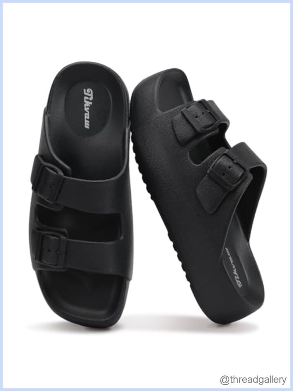 EVA Platform Slide Sandals Square Toe Arch Support Adjustable Buckle Summer